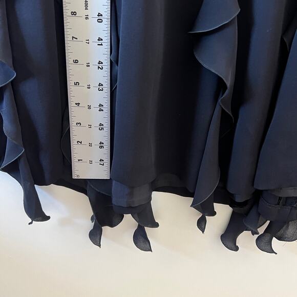 Escada Black Silk Ruffle Fringe V Neck Maxi Dress Formal Gown Womens 42 Large - Picture 15 of 15